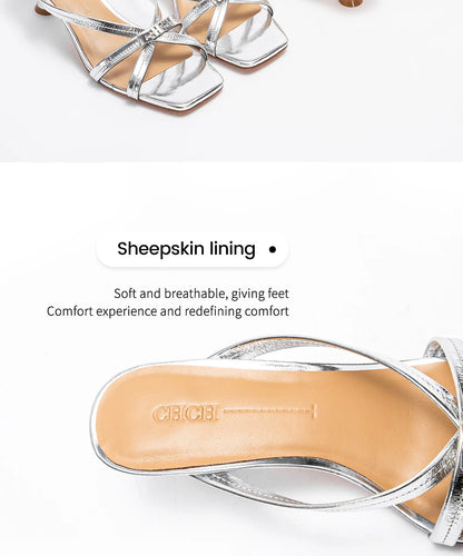 Women's Sandals Summer Cowhide New Thin Belt Business Fashion Sandals Wedding and Dinner Shoes