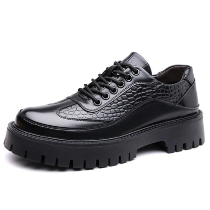 Retro Brown Men's Banquet Leather Shoes Thick Soled Wear-resistant Work Shoes2025 Classic Brand Men's Business Dress Shoes