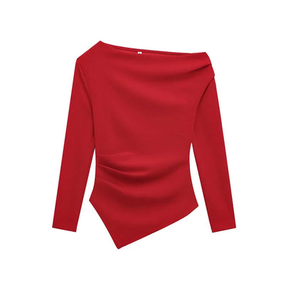 Women's Sexy Elegant Tops 2025 Spring Long Sleeve Pullovers Fashion Casual Y2k White Black Red Green Tops For Female