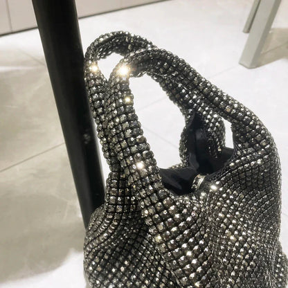 Shiny Crystal Clutch purse bucket Shoulder bag rhinestone Handmade purses and handbags luxury Designer Evening clutch Bag Purse