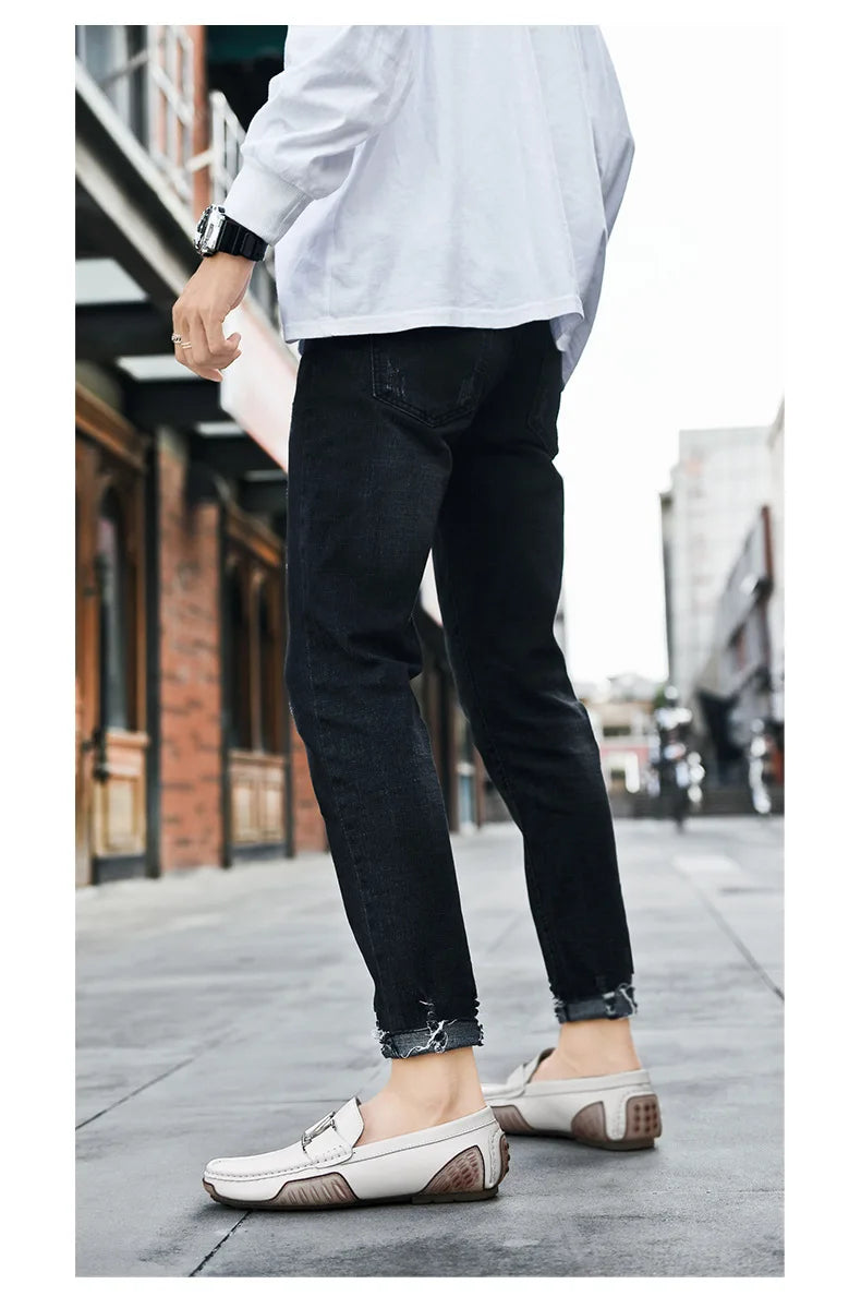 High Quality Men's Casual Leather Shoes Cowhide Loafers Soft Luxury Pea Shoes Color Genuine Leather Men's Flats Driving Shoes