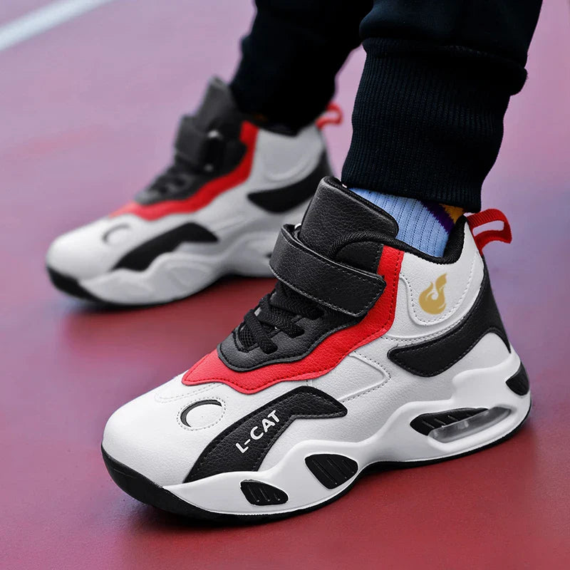 Children's High-top Basketball Shoes Anti-slip Basketball Combat Boots Boys Girls Outdoor Cushioned Sneakers Ankle Support Shoes