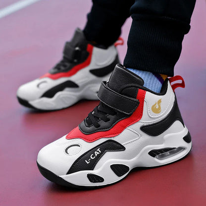 Children's High-top Basketball Shoes Anti-slip Basketball Combat Boots Boys Girls Outdoor Cushioned Sneakers Ankle Support Shoes