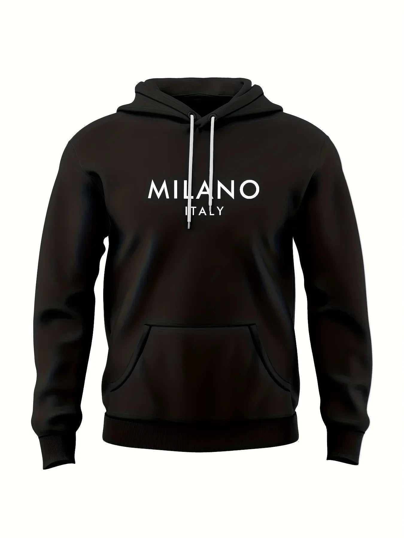 Men's Autumn/Winter Casual Warm MILANO ITALY Letter Printed Loose Thick Velvet Sports Hoodie+Sweatpants Set