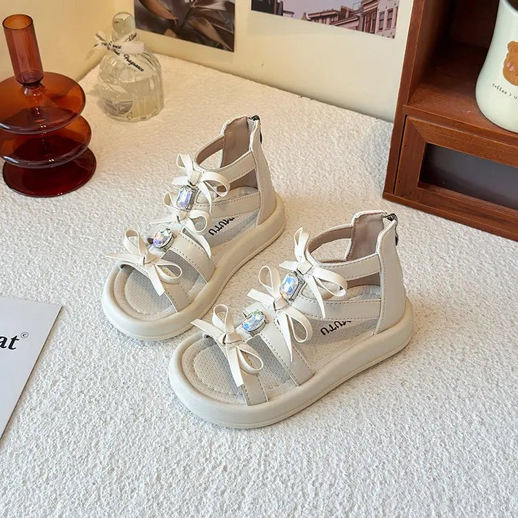 Girl Sandals Summer New Kids Fashion Hollow-out Causal Shoes Princess Versatile Sweet Bowknot Children Open-toe Beach Sandals