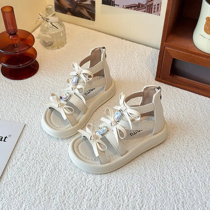 Girl Sandals Summer New Kids Fashion Hollow-out Causal Shoes Princess Versatile Sweet Bowknot Children Open-toe Beach Sandals