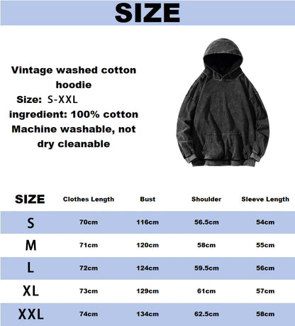 Mens Berserk Hoodies Gothic Print Vintage Washed Hoodie Hip Hop Streetwear Cotton Sweatshirts Harajuku Casual Hooded Pullover