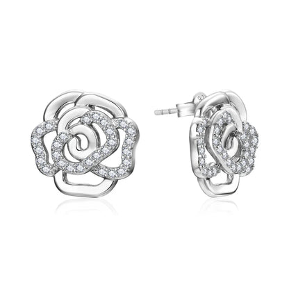 New Diamond Moissanite Stud Earrings for Women S925 Silver 18k Gold Plated Orginal Flower Wedding Jewelry Travel Gift