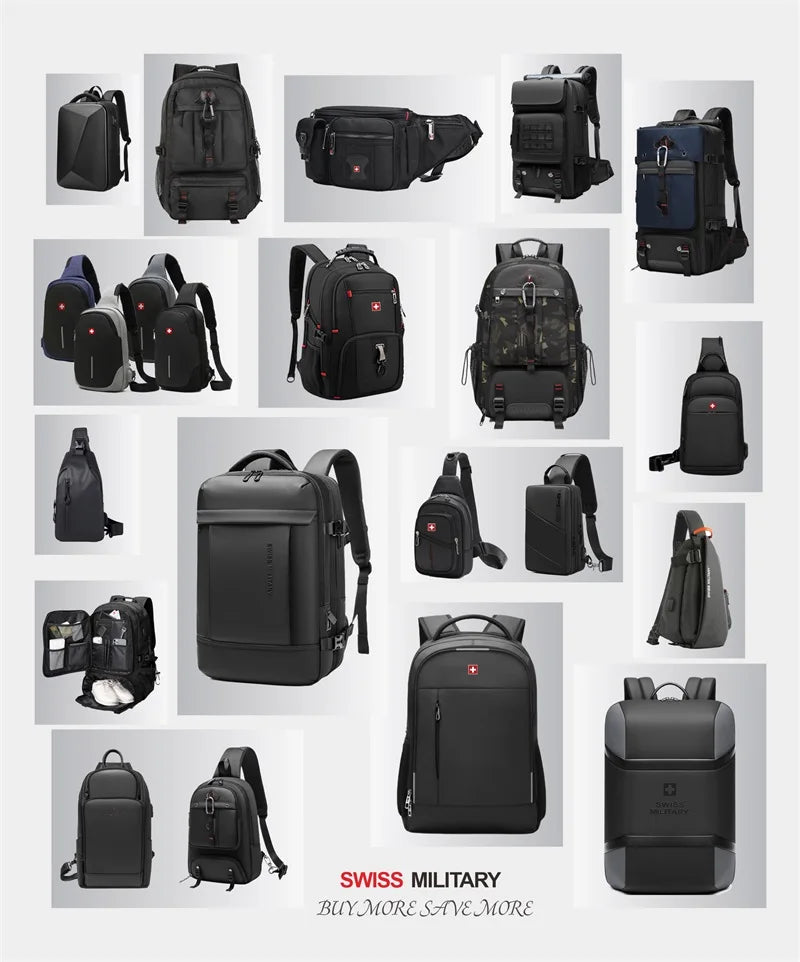 Laptop Backpack Waterproof USB Charge Port Swiss-style Multifunctional Rucksack Schoolbag Mochila Hiking Travel bag