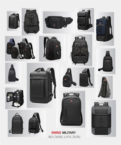 Laptop Backpack Waterproof USB Charge Port Swiss-style Multifunctional Rucksack Schoolbag Mochila Hiking Travel bag