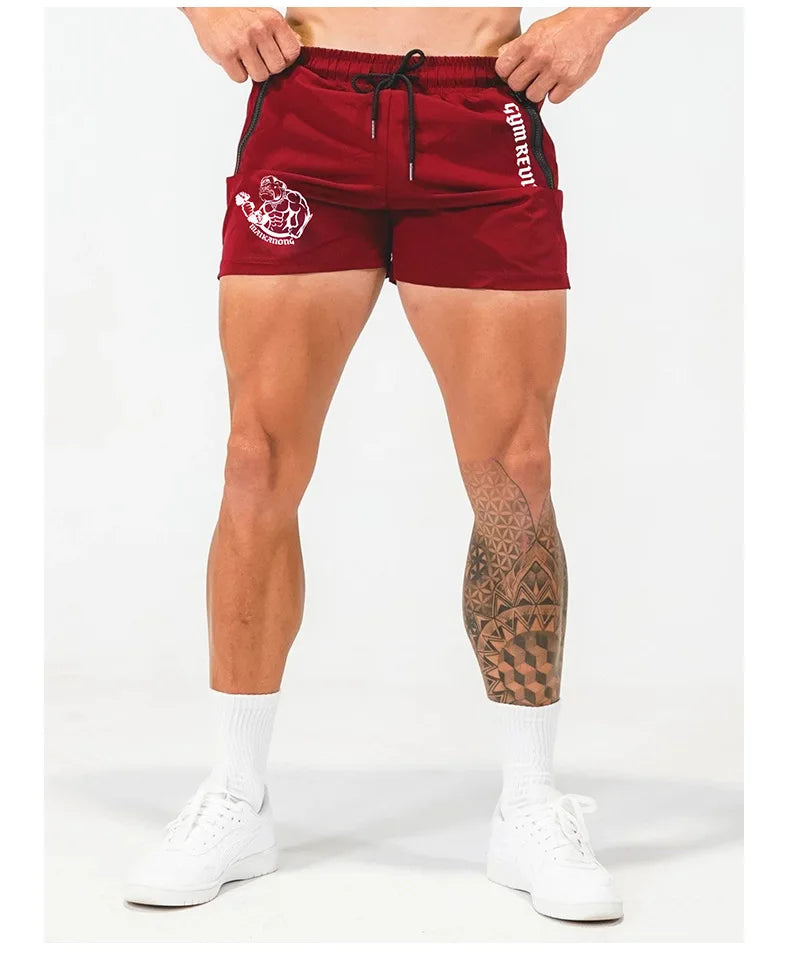 Men's Printed Shorts Summer Quick Dry Side Double Zipper Pockets Design Running Basketball Training Gym Shorts