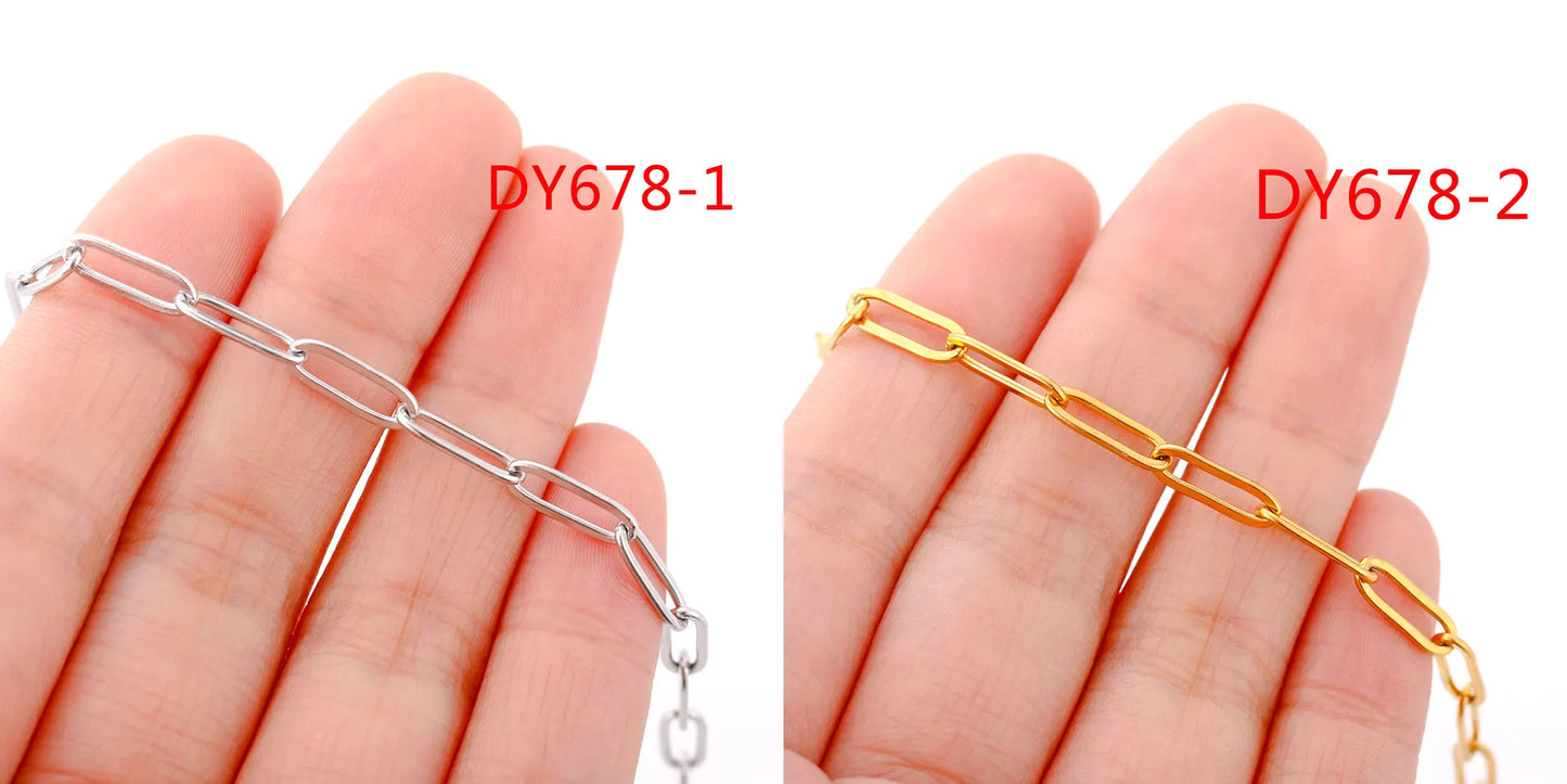 5pc 18K Gold Color PVD Plated Stainless Steel Cuba Cross O Ripple Twisted Chain Necklace Adjustable Chain DIY Necklace Wholesale