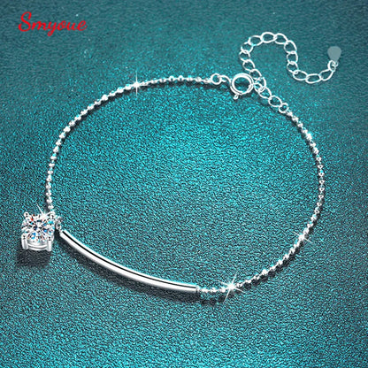 1CT Solitaire Moissanite Bracelets for Women D Color Simulated Diamond Bangles S925 Sterling Silver Jewelry Wedding Gift