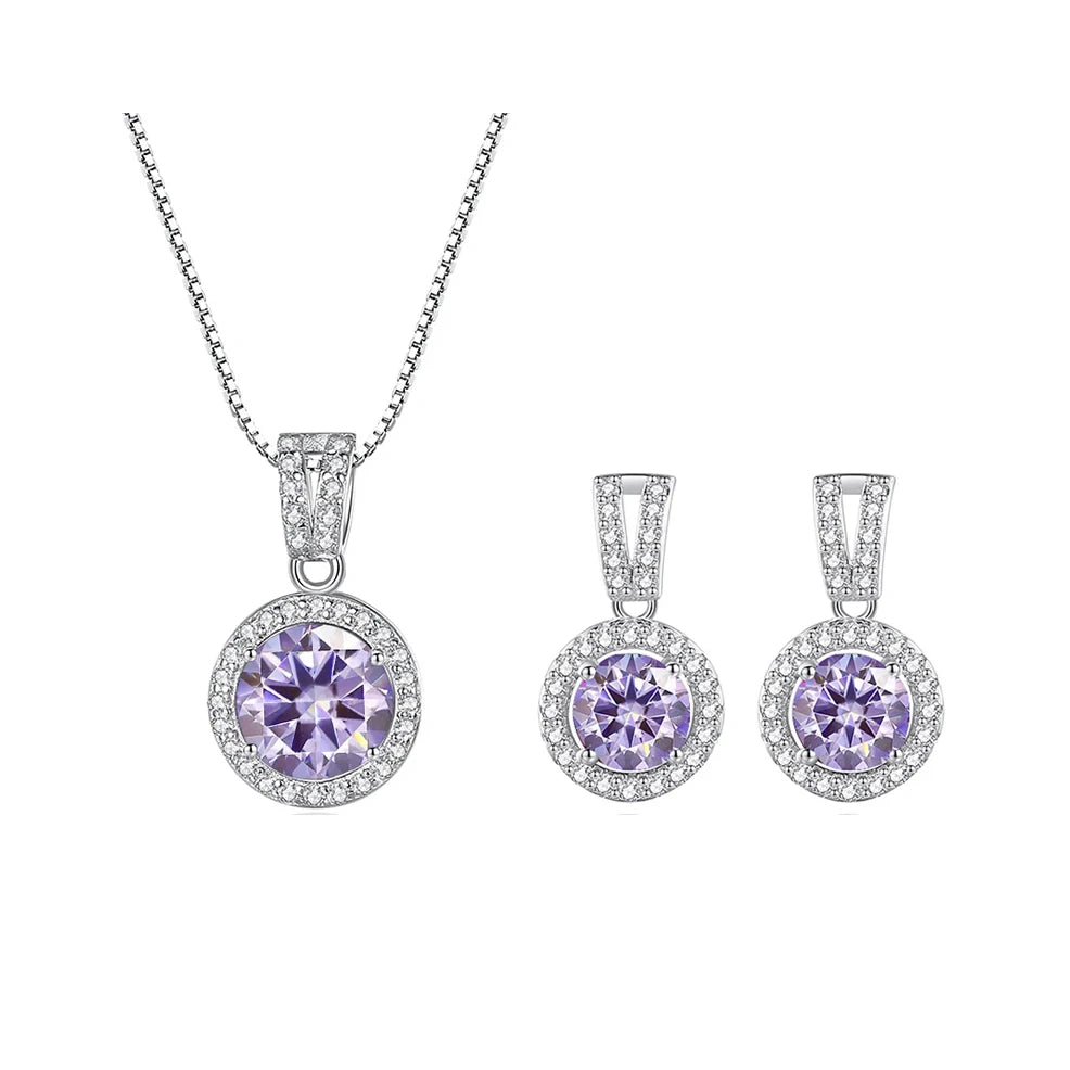 2ct total Moissanite Jewelry Set Sterling Silver 925 Necklace Earrings Fine Jewerly Wedding Set Pass Dismond Tester