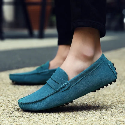 High Quality Suede Men Casual Shoes Non-slip Mens Driving Shoes Slip on Flats Loafers Leather Shoes 10 Colors Size 38-49