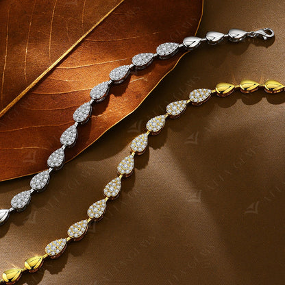 Luxury Moissanite Bracelet for Women Pear Shape Full D Color VVS1 Diamond S925 Silver White Gold Plated Wedding Jewelry