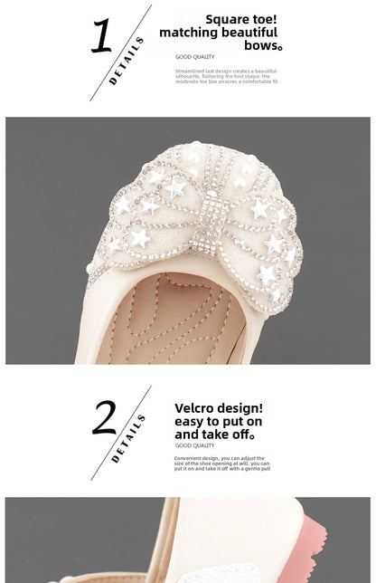 2026  Princess Crystal Shoes New Girls Single Shoes Frozen Rhinestones Shoes Performance Party Shoes