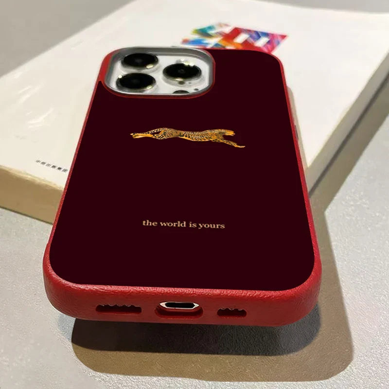 Fashion Leopard Litchi texture Case For iPhone 17 16 11 13 12 14 15 Pro Max XS X XR 7 8 Plus 16E 16 17 Pro Business Style Cover