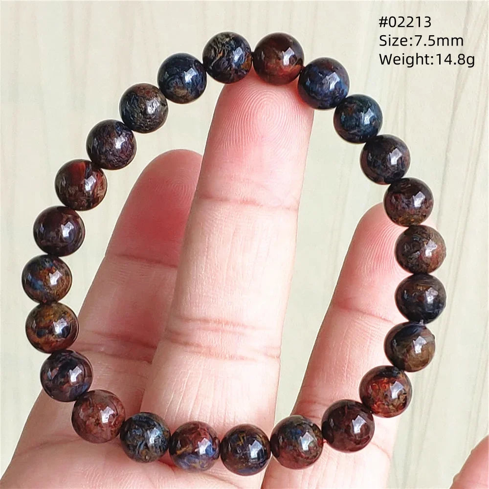 Natural Blue Pietersite Bracelet Women Men Beads Round Beads Chatoyant Cat Eye Fire Pietersite Namibia AAAAAA