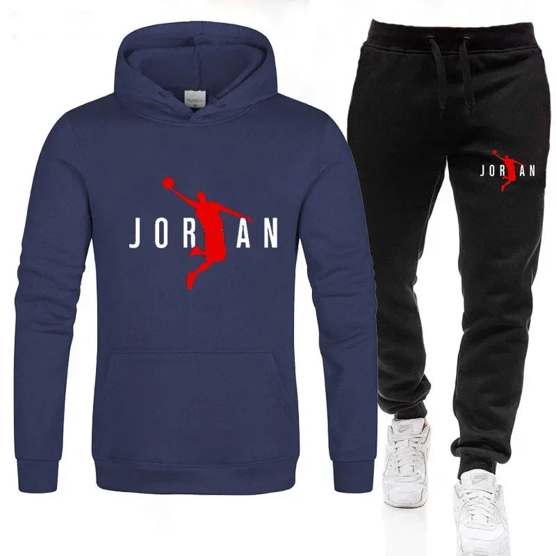 Fashionable men's sportswear set 2025 Spring and Autumn New outdoor men's casual pullover + jogging Pants two-piece set