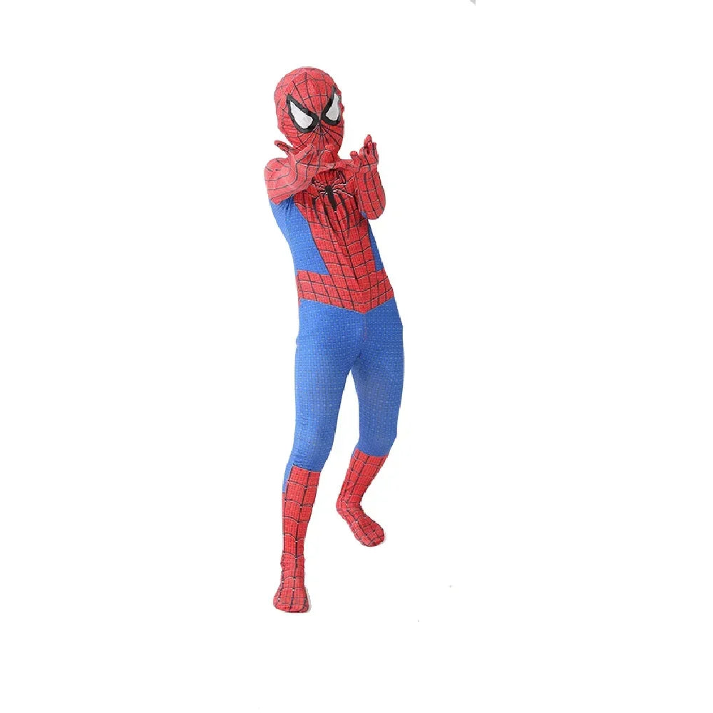 Kids Spiderman Costume Birthday Gift Party Dress Up Spiderman Classic Miles Superhero Kids Cosplay Costume Elasticity Jumpsuit