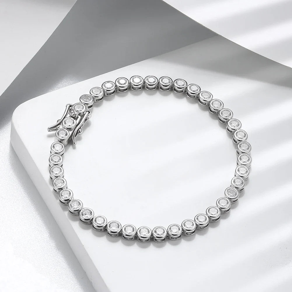 Shiny Tennis Bracelet 925 Sterling Silver 1.5/2/3mm Clear Cubic Zirconia for Women Luxury Chain Bracelet Jewelry SB143