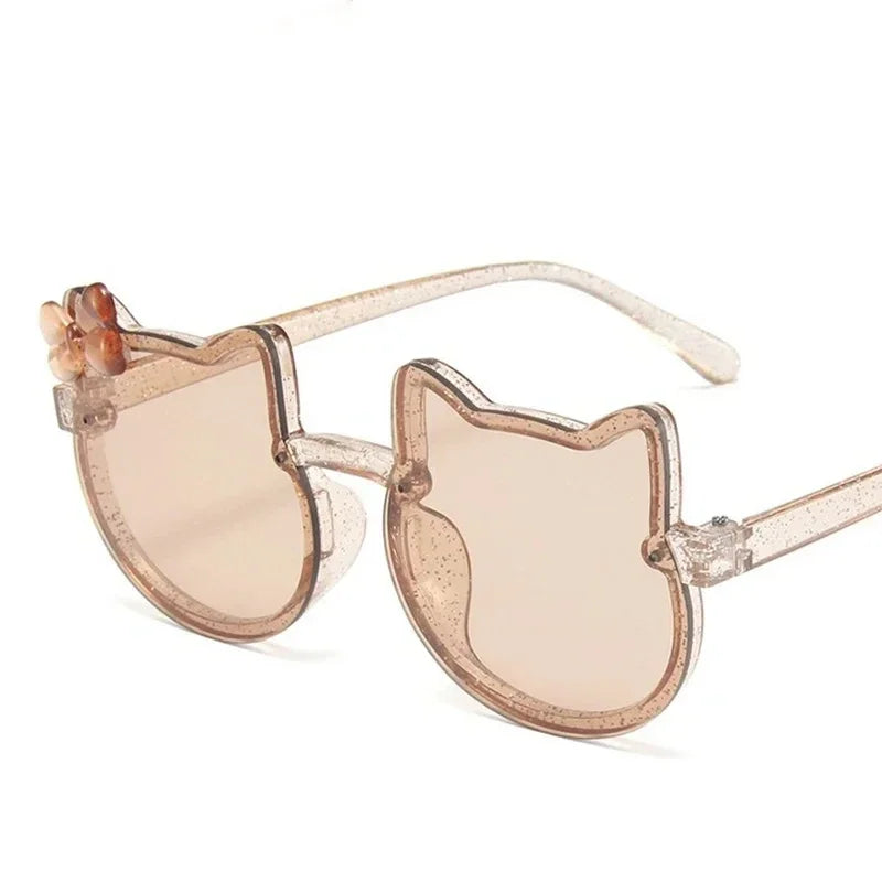 Kids Sunglasses Girls Boys Shiny Bowknot Sun Glasses Lovely Cat Children Eyewear Fashion Gradient Eyeglasses UV400