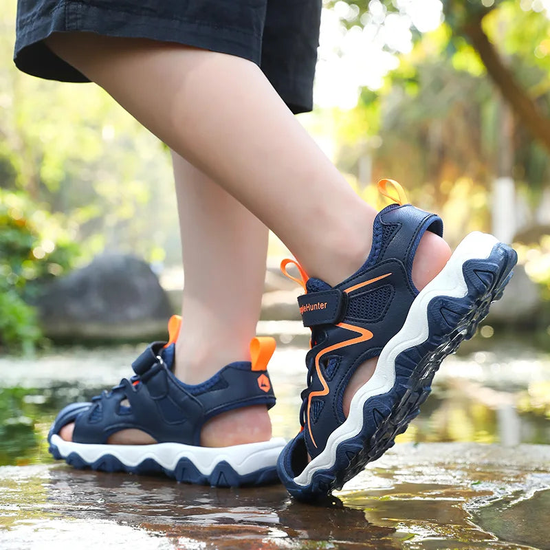 Summer Breathable Anti-Slip Sport Sandals for Boys&Girls Kids Outdoor Closed-Toe Beach Shoes Anti-Bump Water Sandals