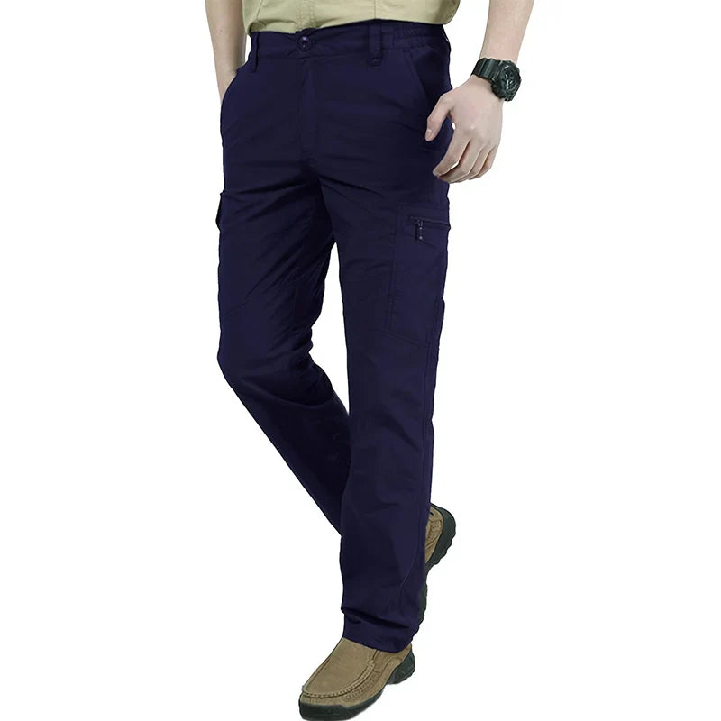 Casual Men Pants Summer Multiple Pockets Cargo Pants Quick Dry Thin Trousers Outdoor Hiking Workout Breathable Long Pant New