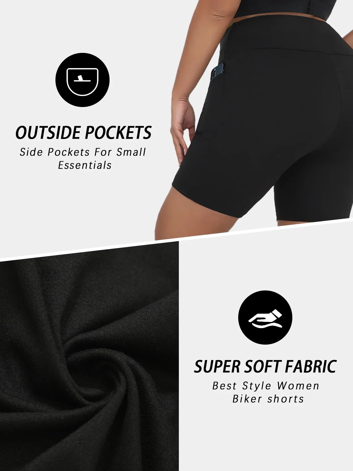 Plus Size High Waisted Biker Shorts For Women With Pockets Super Soft Tummy Control No See Through Workout Running Yoga