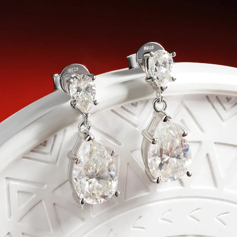 7 Carat Water-drop Pear Cut D Color Moissanite Diamond Engagement Drop Earrings For Women 925 Sterling Silver Fine Jewelry