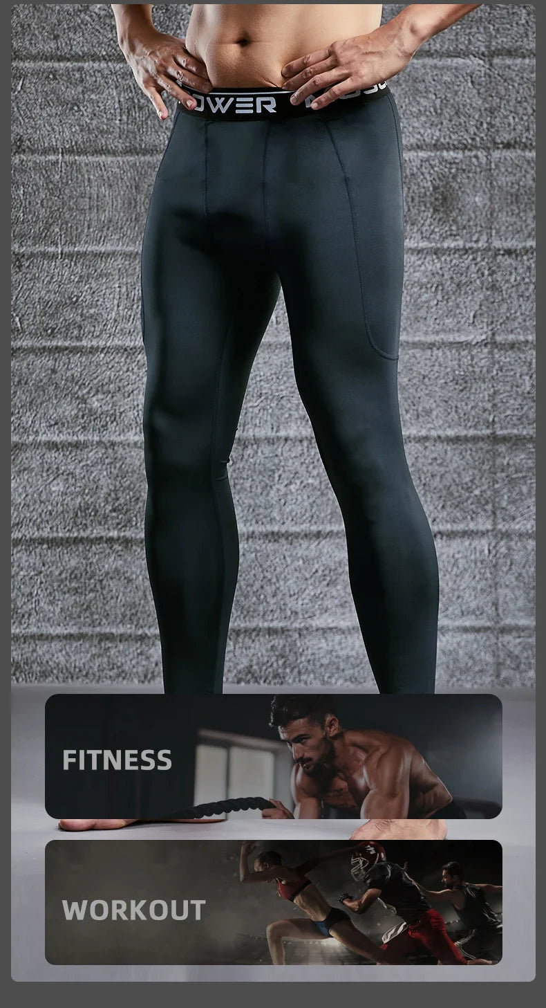 Mens Compression Sweatpants Male Tights Sport Pants for Gym Fitness Running Joggings Workout Trousers Dry Fit Leggings