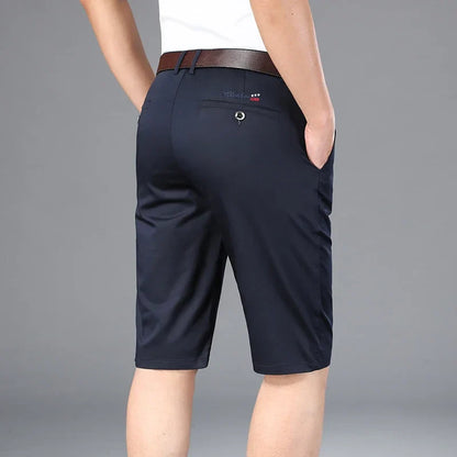6 Colors Casual Shorts Men Summer New Fashion Business Straight Elastic Thin Short Pants High Quality Male Clothes Khaki Beige
