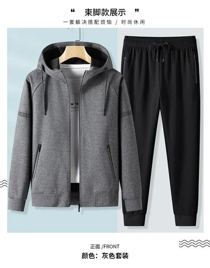 Thicker Fleece Jacket+Pants 2 Pieces Men Winter Tracksuit Sets Black Red Gray Sets Hoodies Casual Hooded Warm Sweatshirts+Pants