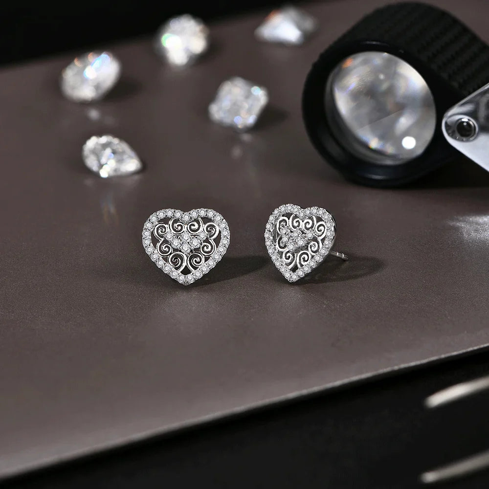 Luxury Heart Shape All Moissanite Earrings for Women D VVS1 Color s925 Sterling Silver Fine Jewelry Mother's Day Gifts