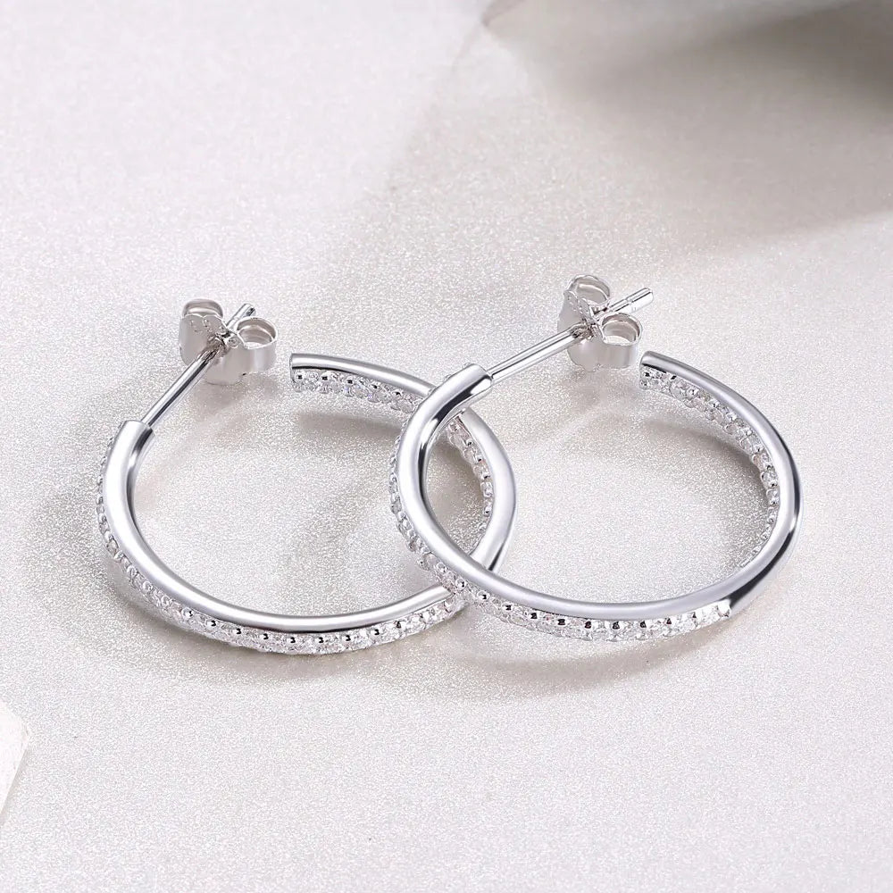 1.5mm D Color Moissanite Hoop Earrings for Women Wedding Party Jewelry with GRA Certified s925 Sterling Silver Earring