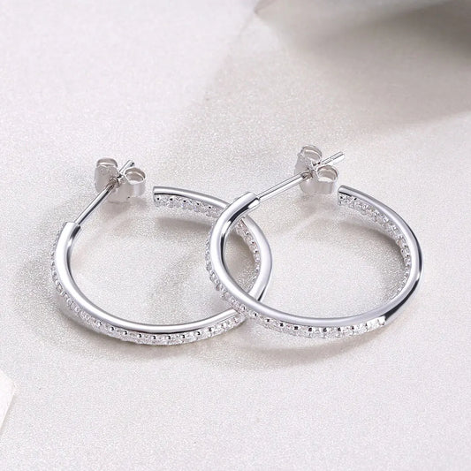 1.5mm D Color Moissanite Hoop Earrings for Women Wedding Party Jewelry with GRA Certified s925 Sterling Silver Earring