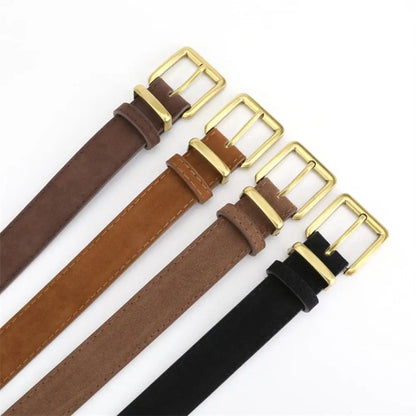Women Suede Leather Belt Casual Versatile Business Waist Strap Belt Trendy Luxury Design Pin Buckle Waistbands