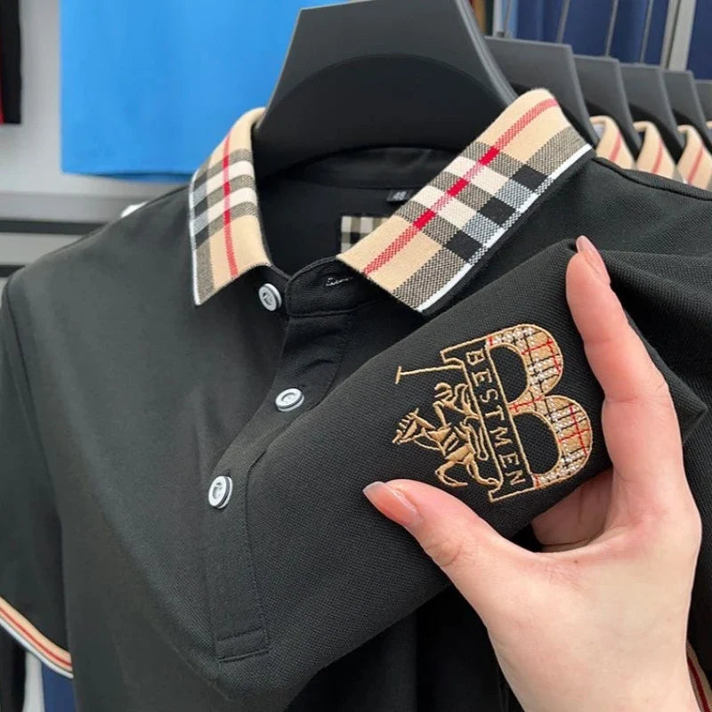 Luxury brand short sleeve men's polo shirt hot selling in summer classic embroidery high-end breathable cotton golf top T-shirt