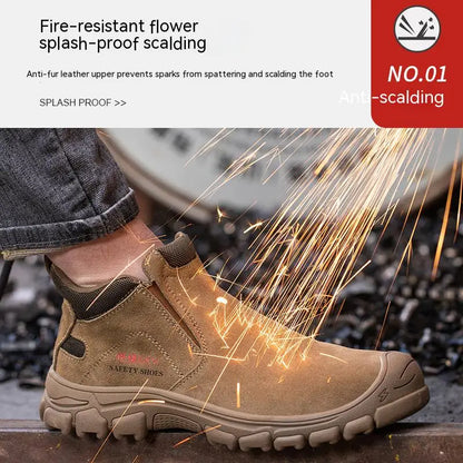 Mens Steel Toe Safety Shoes Breathable Soft Non Slip Work Boots Protective Comfortable Footwear for Men Insulation 6KV Shoes