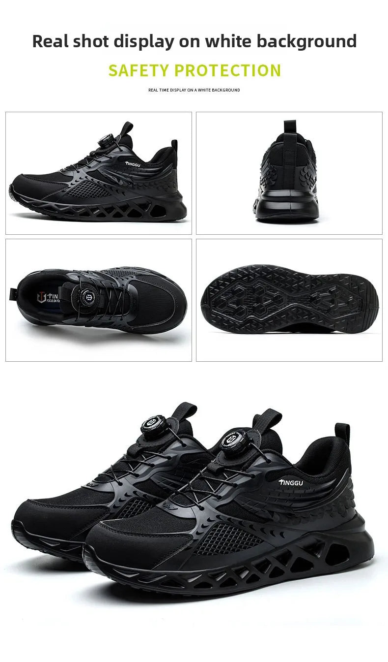 Men's Summer Mesh Labor Protection Shoes Anti-Smashing Wear-Resistant Outdoor Construction Site Protection Work Shoes Anti-Pierc