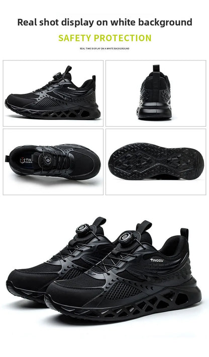Men's Summer Mesh Labor Protection Shoes Anti-Smashing Wear-Resistant Outdoor Construction Site Protection Work Shoes Anti-Pierc