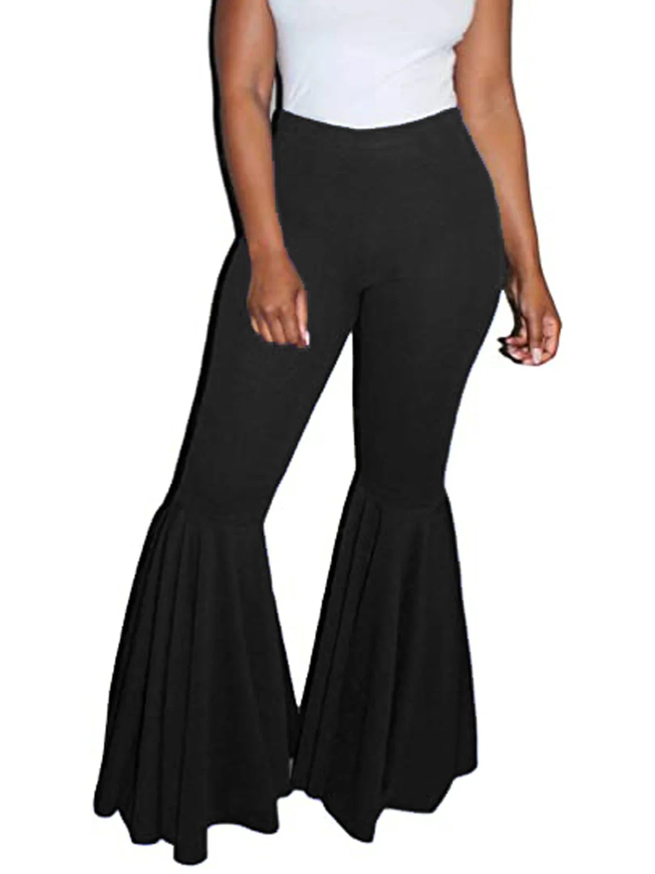 Knitted fabric solid color trousers