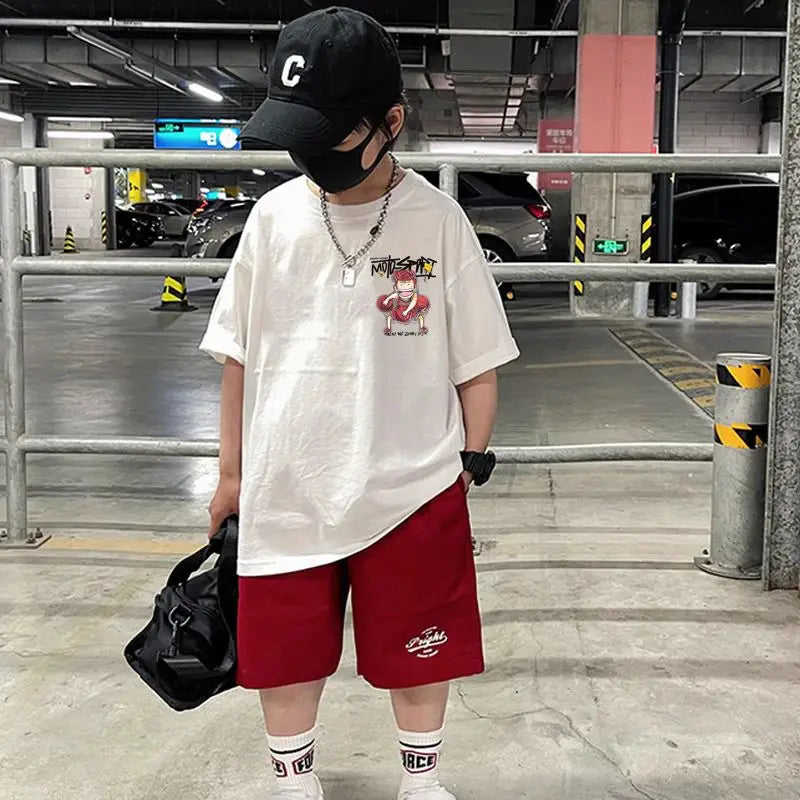 Shohoku Cotton Boys Clothes Sets Summer T-Shirt + Short Pants 2PCS Sport Basketball Kids Clothing Children Outfits 6 8 10 12 14
