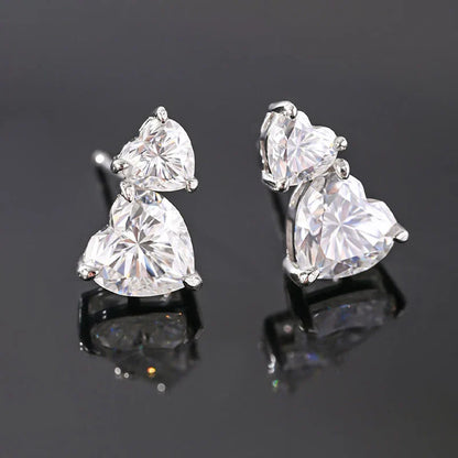 Cute Heart Cut 3CTTW All Moissanite Stud Earrings for Women 925 Sterling Silver Sparkling Diamond Ear Jewelry Plated 18K