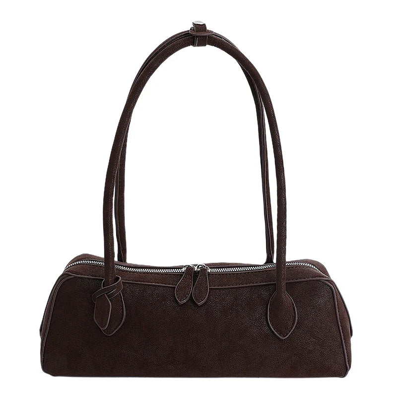 Vintage Suede Long Shoulder Bag 2026 New Women Shoulder Bag Luxury Ladies Handbag Female Commuter Shopping Underarm Bag