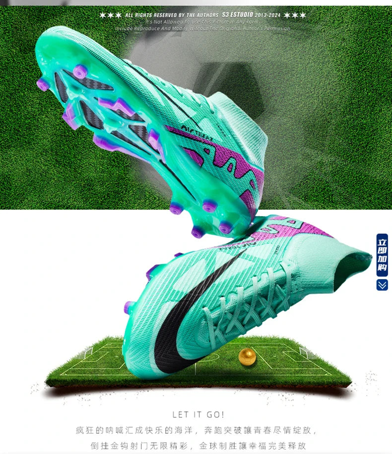 TF/FG Lightweight Ankle Football Boots Men's Football Shoes Outdoor Anti slip Grass Professional Training Tournament Sports Shoe