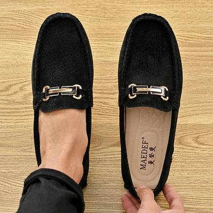 Men Fashion Luxury Leisure Leather Loafers Shoes Slip on Soft Comfortable Non-slip Driving for Men