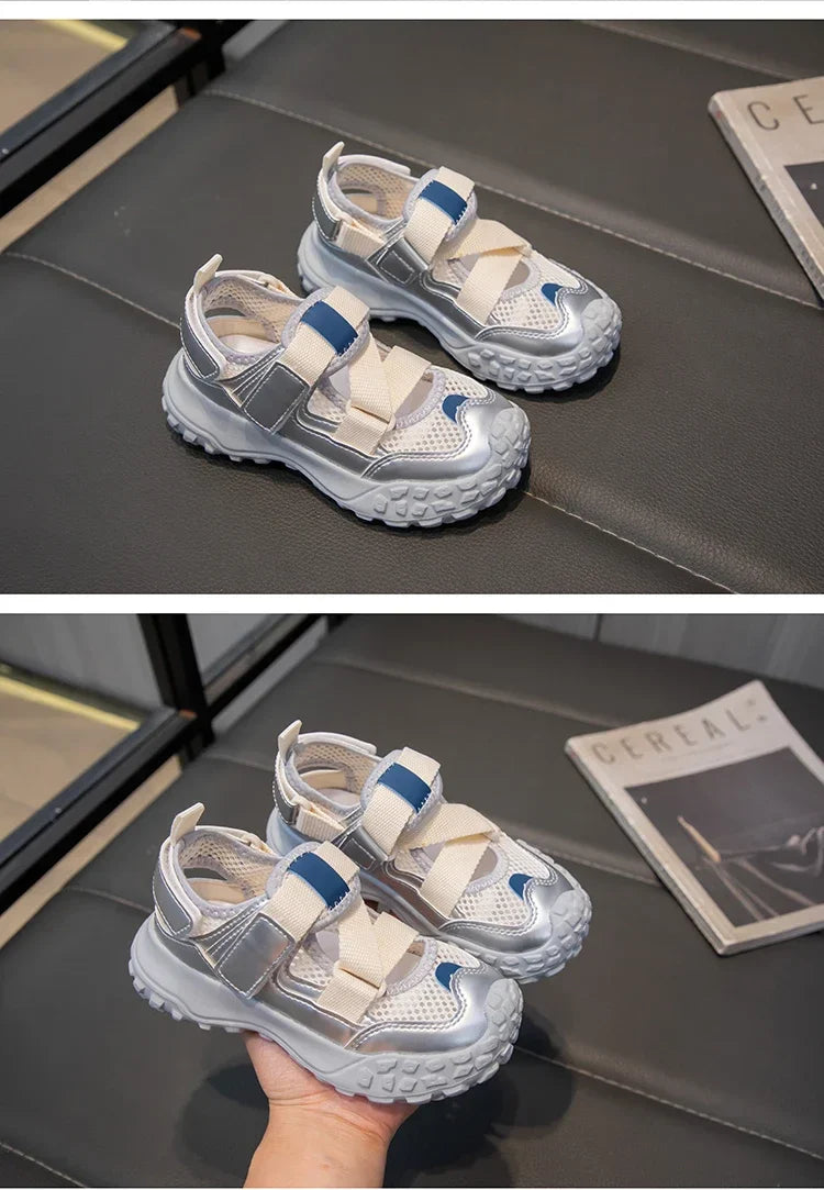 Children Sports Sandals 2024 Summer New Girls Mesh Running Shoes Kids Fashion Versatile Princess Sports Shoes Wear-resistant