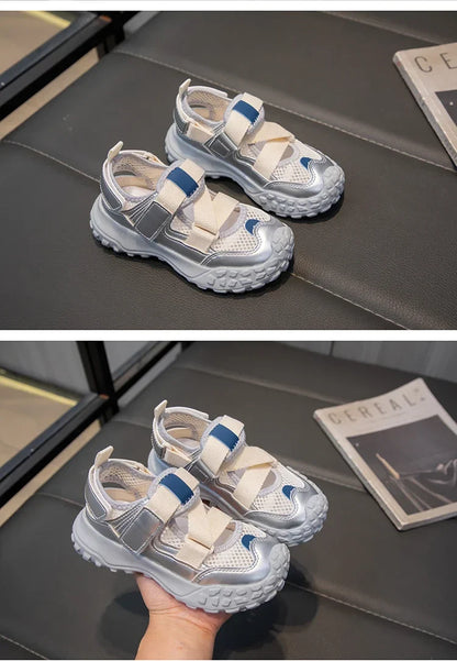 Children Sports Sandals 2024 Summer New Girls Mesh Running Shoes Kids Fashion Versatile Princess Sports Shoes Wear-resistant